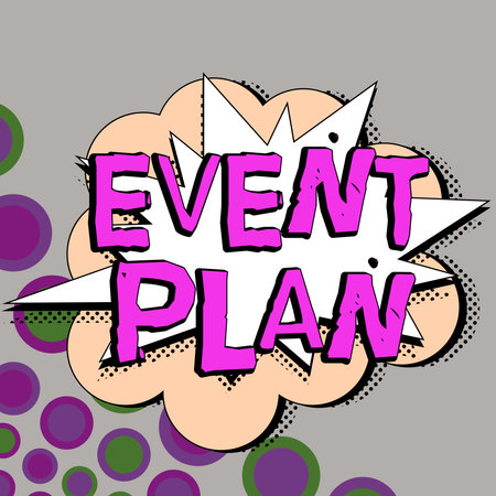 Sign displaying Event Plan. Business approach Process of managing a project meeting convention ceremonyの写真素材