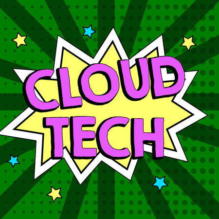 Conceptual caption Cloud Tech. Business idea storing and accessing data and programs over the Internetの写真素材