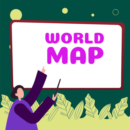 Text showing inspiration World Map. Conceptual photo a diagrammatic representation of the surface of the earthの写真素材