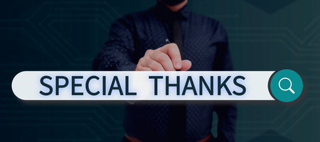 Text sign showing Special Thanks. Business idea expression of appreciation or gratitude or an acknowledgmentの写真素材