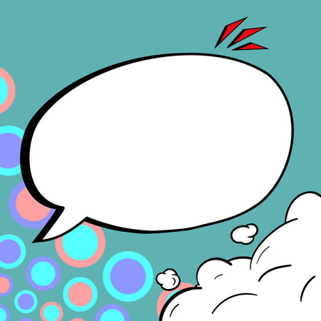 Comic Blank Speech Bubble With Copy Space Over Color Background Design. Empty Template In Explosion Framework Representing Advertisement And Promoting Business.のイラスト素材