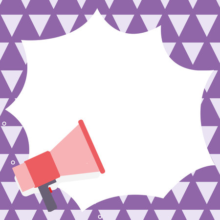 Megaphone Drawing With Conversation Bubble Showing New Announcement. Bullhorn Voice Device With Speech Balloon Presenting Fresh And Important News Messages.のイラスト素材