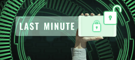 Conceptual display Last Minute. Business idea done or occurring at the latest possible time before eventの写真素材