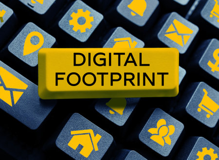Handwriting text Digital Footprint. Internet Concept uses digital technology to operate the manufacturing processの写真素材