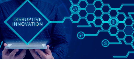 Conceptual caption Disruptive Innovation. Business showcase Transformation that is caused by emerging technologyの写真素材