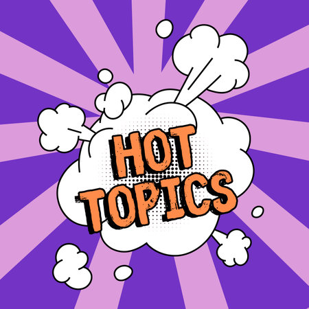 Writing displaying text Hot Topics. Business approach subject that a lot of people are arguing and discussingの写真素材