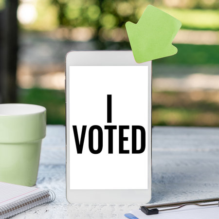 Conceptual display I Voted. Business overview indication of a choice between two or more candidates through ballotの写真素材