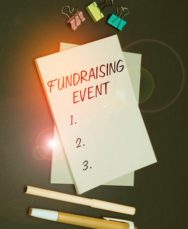 Text showing inspiration Fundraising Event. Business concept campaign whose purpose is to raise money for a causeの写真素材
