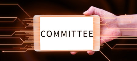Conceptual caption Committee. Word for Group of people appointed for a specific function Company...