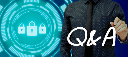 Text caption presenting Q A. Business concept defined as questions being asked and answers