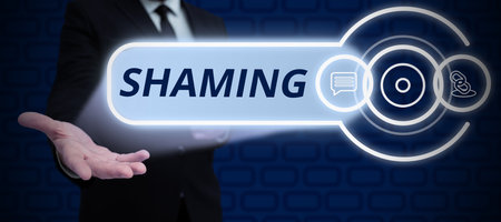 Writing displaying text Shaming. Business approach subjecting someone to disgrace, humiliation, or...