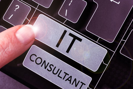 Text showing inspiration It Consultant. Business overview Focuses on advising organizations how to...