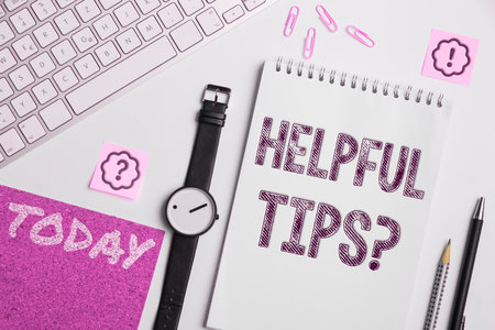 Inspiration showing sign Helpful Tips. Business concept advices given to be helpful knowledge in lifeの写真素材