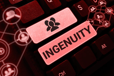 Text caption presenting Ingenuity. Conceptual photo the quality of being clever, original, and...