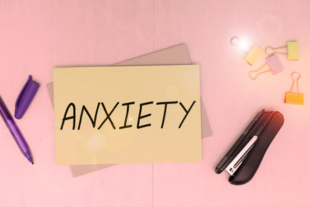Sign displaying Anxiety. Business concept Excessive uneasiness and apprehension Panic attack syndromeの写真素材