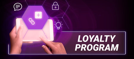 Conceptual caption Loyalty Program. Business concept marketing effort that provide incentives to...