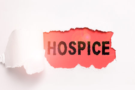 Conceptual caption Hospice. Business idea focuses on the palliation of a terminally ill patients painの写真素材
