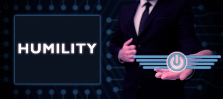 Text showing inspiration Humility. Business approach being Humble is a Virtue not to Feel overly Superiorの写真素材