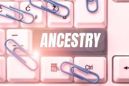 Text sign showing Ancestry. Business showcase the history or developmental process of a phenomenon...