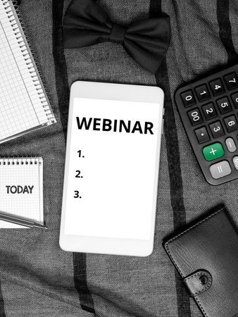Conceptual display Webinar. Business approach defined as seminar conducted over the Internet Web conferencingの写真素材