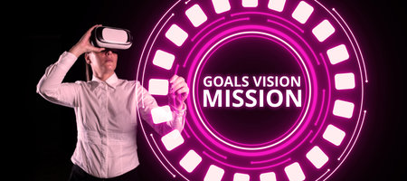Inspiration showing sign Goals Vision Mission. Business approach practical planning process used to help community groupの写真素材