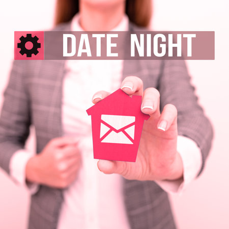 Hand writing sign Date Night. Concept meaning a time when a couple can take time for themselves away...