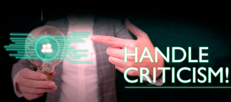 Text showing inspiration Handle Criticism. Internet Concept process of withstanding valid and well...