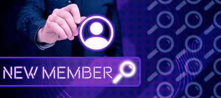 Writing displaying text New Member. Concept meaning recruiting employee to company or team Birth of...