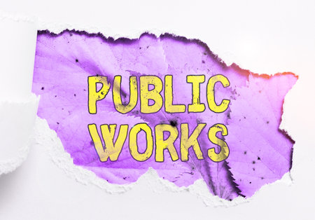 Inspiration showing sign Public Works. Internet Concept Describes the viewing of an event in a public crowdの写真素材