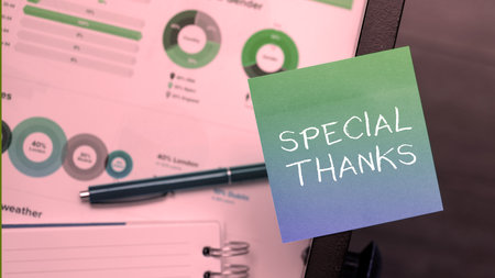 Hand writing sign Special Thanks. Conceptual photo expression of appreciation or gratitude or an acknowledgmentの写真素材