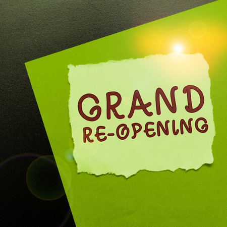 Conceptual display Grand Re Opening. Business showcase held to mark the opening of a new business or...