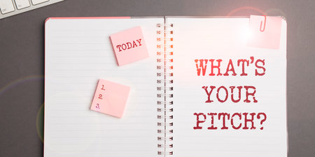 Conceptual caption Whats Your Pitch. Concept meaning make a determined effort to get somethingの写真素材
