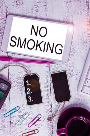 Handwriting text No Smoking. Business overview using tobacco is forbiden in this placeの写真素材