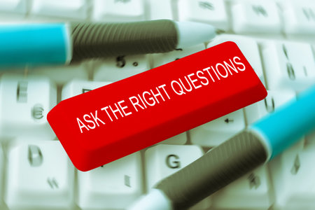 Inspiration showing sign Ask The Right Questions. Business overview Look for a professional advice consultation supportの写真素材