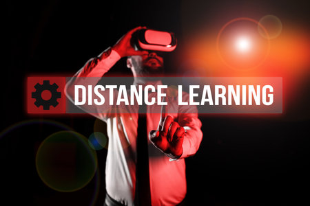 Inspiration showing sign Distance Learning. Conceptual photo educational lectures broadcasted over...