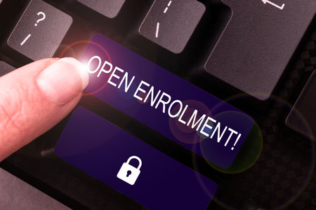 Writing displaying text Open Enrolment. Business showcase student public school other than one assigned basis residenceの写真素材