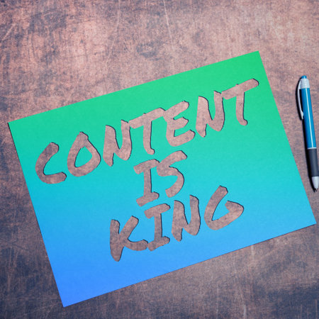Text caption presenting Content Is King. Business concept Content is the heart of todays marketing strategiesの写真素材