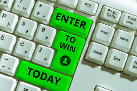 Text caption presenting Enter To Win. Internet Concept exchanging something value for prize or chance of winningの写真素材