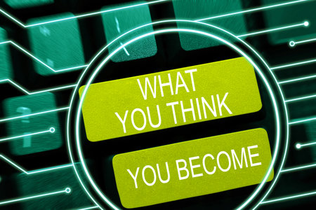 Text sign showing What You Think You Become. Word for being successful and positive in life require good thoughtsの写真素材