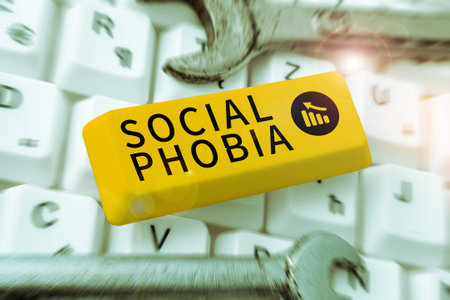 Conceptual display Social Phobia. Business idea overwhelming fear of social situations that are distressingの写真素材