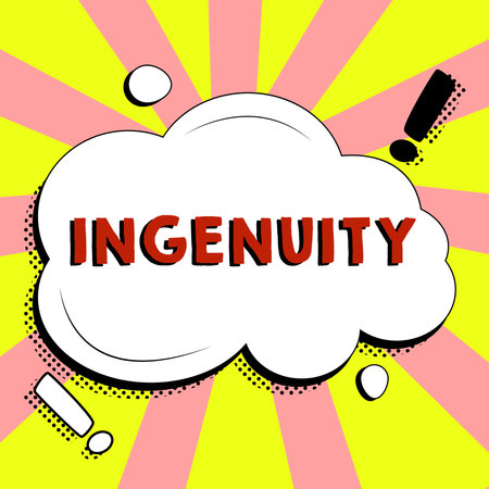 Writing displaying text Ingenuity. Internet Concept the quality of being clever, original, and inventiveの写真素材