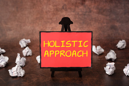 Text sign showing Holistic Approach. Business concept characterized belief that parts something intimately interconnectedの写真素材