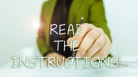 Conceptual display Read The Instructions. Business showcase carefully read something that someone tells you to doの写真素材