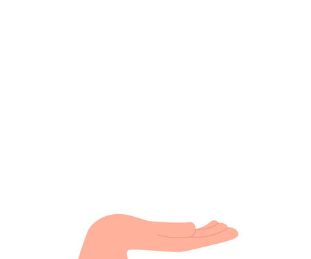 Two Hands holding object. Finger pointing up and down. Handshake. Single main vector illustration on white background. Bright color cartoon for combine.のイラスト素材