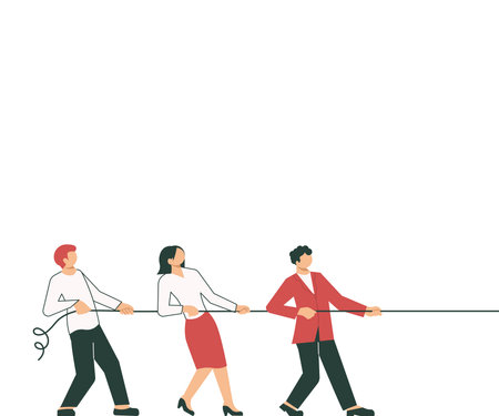 People talking about important things. Colleagues discussing agenda and brand new information. Single object without background. Bright color vector image.のイラスト素材