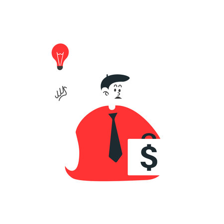 Illustration Businessman Carrying Pack With Dollar Currency. Executive Holding Money Stash, Cash Signs Design. Director In a Design of Sackのイラスト素材