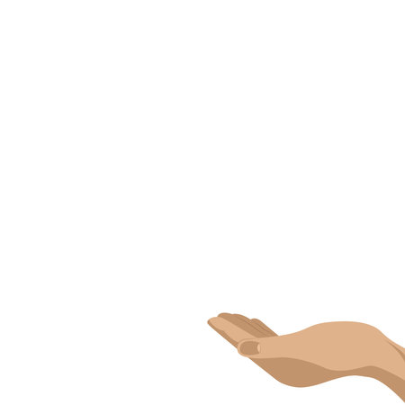 Two Hands holding object. Finger pointing up and down. Handshake. Single main vector illustration on white background. Bright color cartoon for combine.のイラスト素材