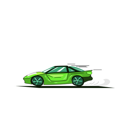 Vector bright color illustration with vehicle. Traveling, ride, driving. Single main object without background. Cartoon funny cute image for kids. Bicycle, car, airplain.のイラスト素材