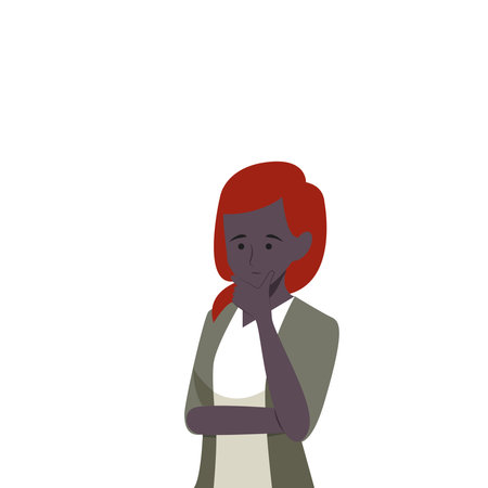 Illustration Of Lady Thinking Deeply Alone For New Amazing Tactical Ideas. Girl Drawing Sitting By Her Own Imagining Old Strategic Wonderful Knowledge.のイラスト素材