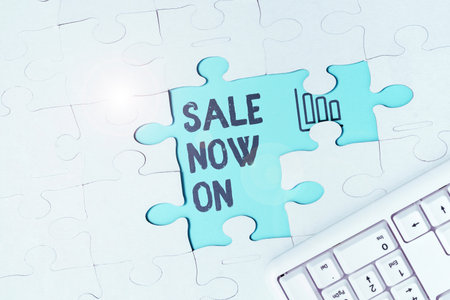 Conceptual caption Sale Now On. Concept meaning Discounts and promotional sales retail marketing offerの写真素材